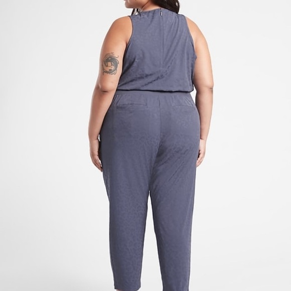 Athleta 18 Brooklyn Textured Jumpsuit Leopard Medieval Violet - Picture 4 of 4
